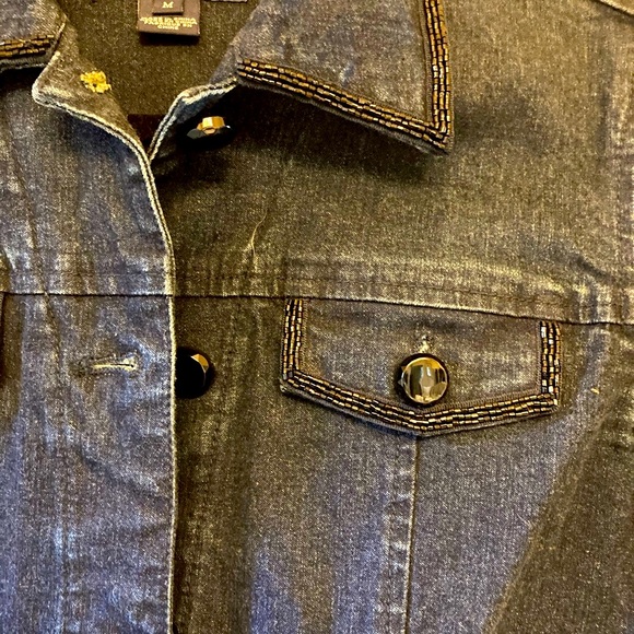 Embellished Jean Jacket with Bugle Bead Trim - Picture 3 of 8